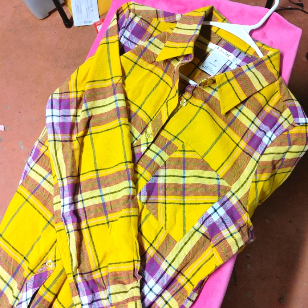Yellow Plaid Flannel-NWOT